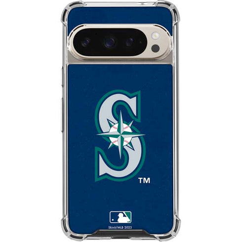 MLB Seattle Mariners - Solid Distressed Pixel 9/9 Pro Clear Case